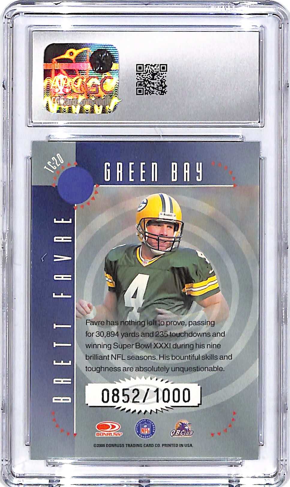 2000 Donruss Elite Brett Favre Turn of the Century /1000 CGC 10 Packers