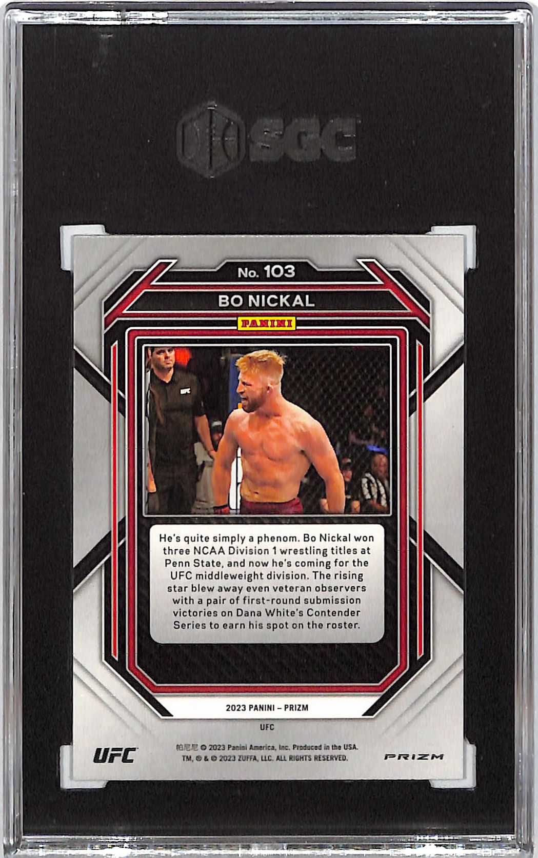 2023 Prizm UFC Bo Nickal Cracked Ice Rookie RC SGC 10