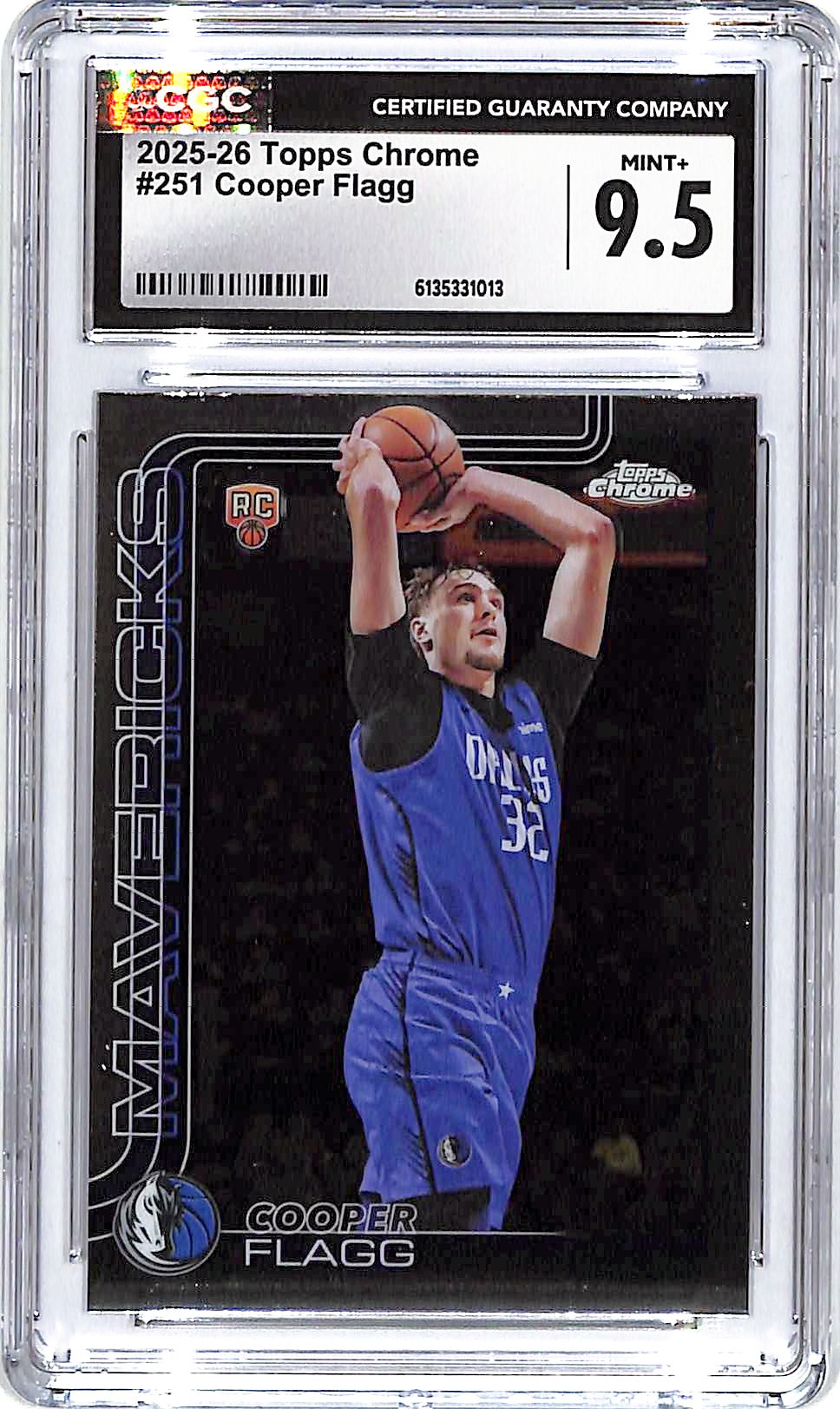 2025-26 Topps Chrome Cooper Flagg Rookie RC #251 CGC 9.5 Mavericks