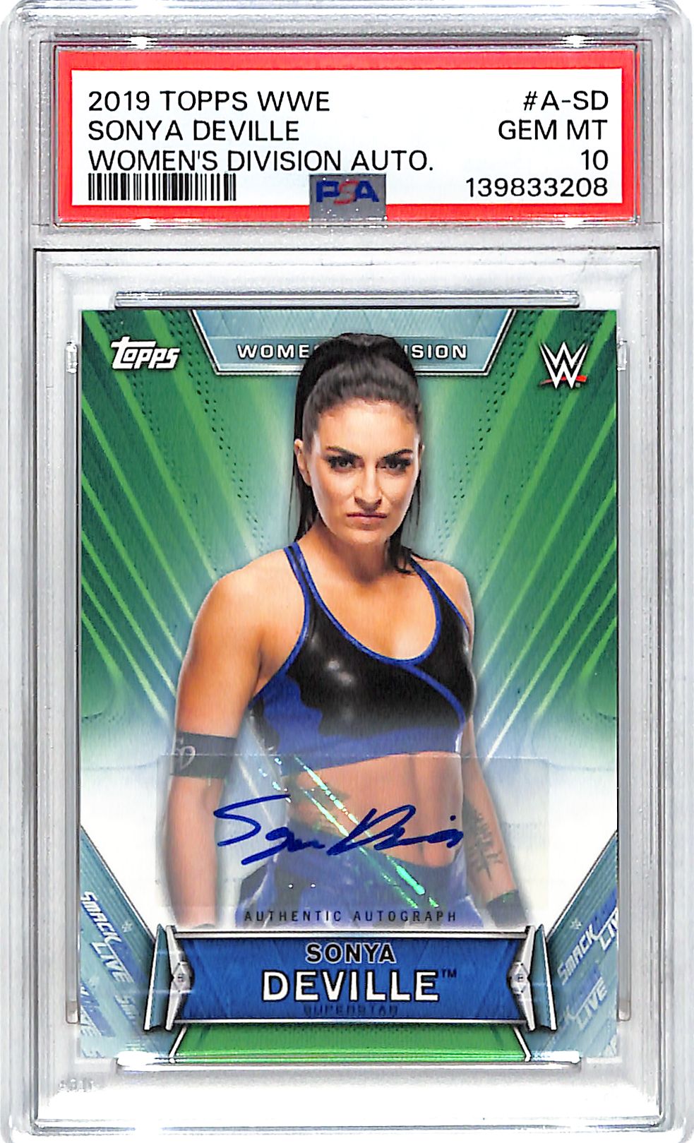 2019 Topps WWE Women's Division Sonya Deville Auto Autograph /150 PSA 10