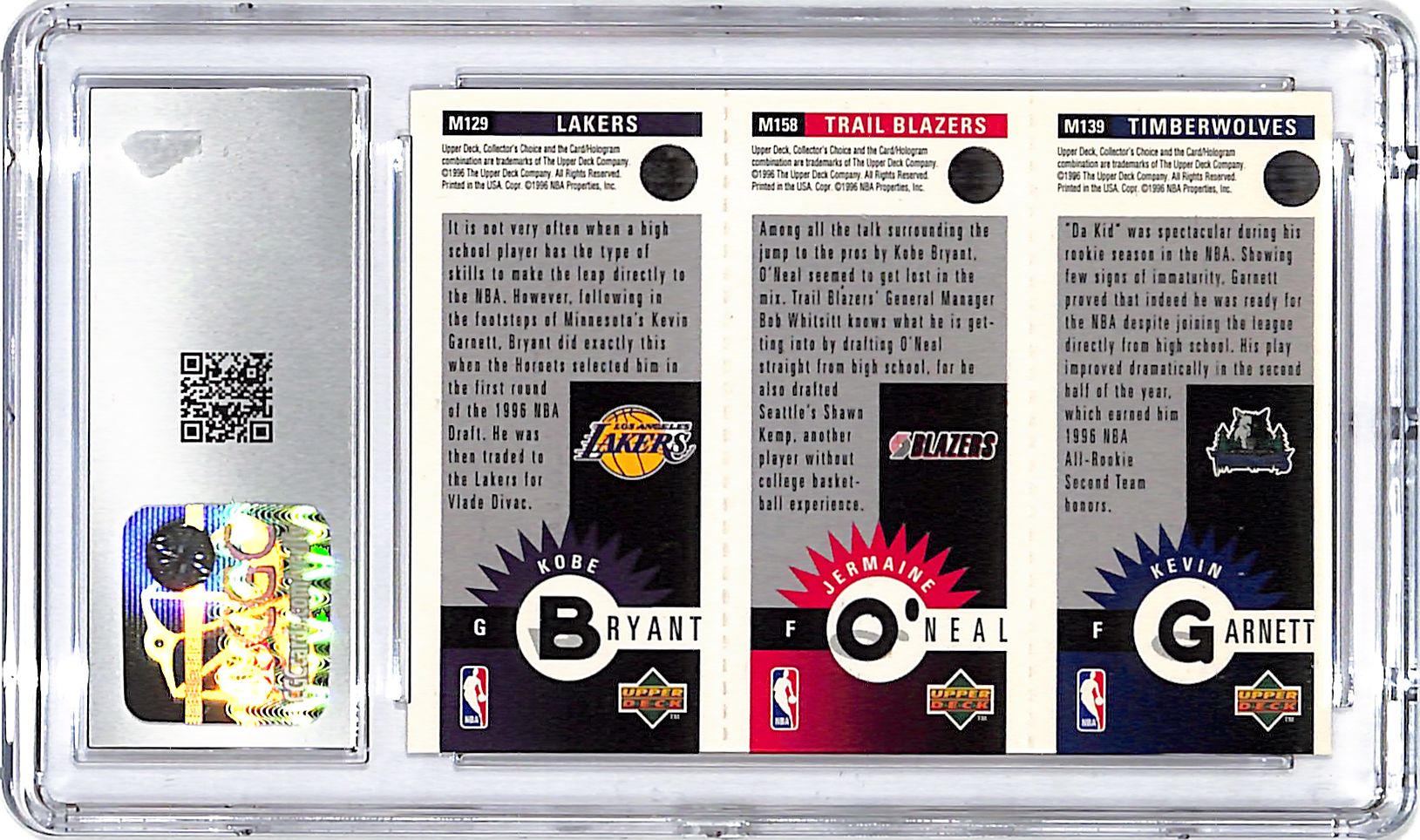 1996-97 Collectors Choice Kobe Bryant Kevin Garnett O'Neal Mini Cards Rookie RC CGC 7