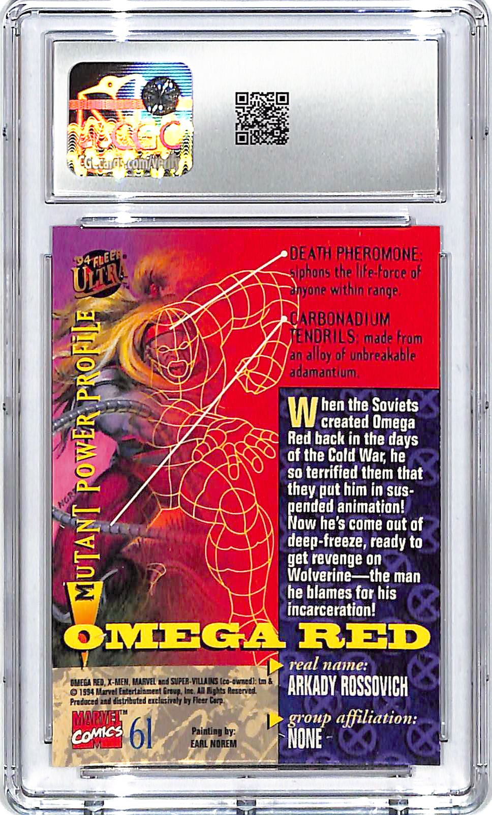 1994 Fleer Ultra X-Men Omega Red #61 CGC 10