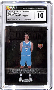 2025-26 Topps Chrome Kon Knueppel Ball of Duty Rookie RC CGC 10 Hornets