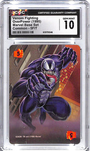 1995 OverPower Marvel Base Set Venom Fighting Common 5FIT CGC 10