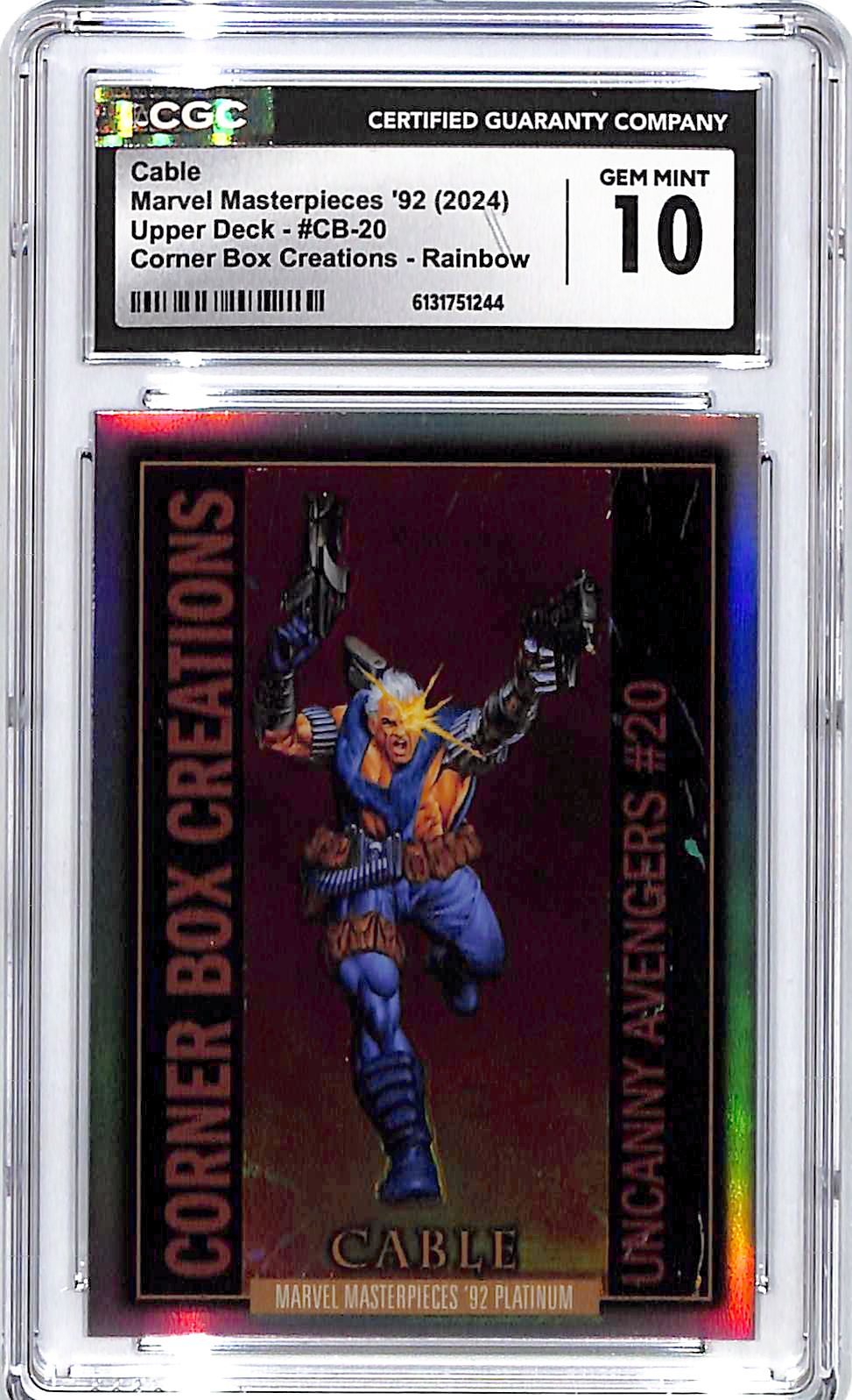 2024 Upper Deck marvel Masterpieces 92 Cable Corner Box Creations Rainbow CGC 10