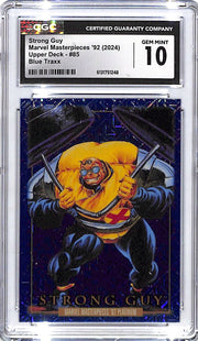 2024 Upper Deck Marvel Masterpieces 92 Strong Guy Blue Traxx CGC 10
