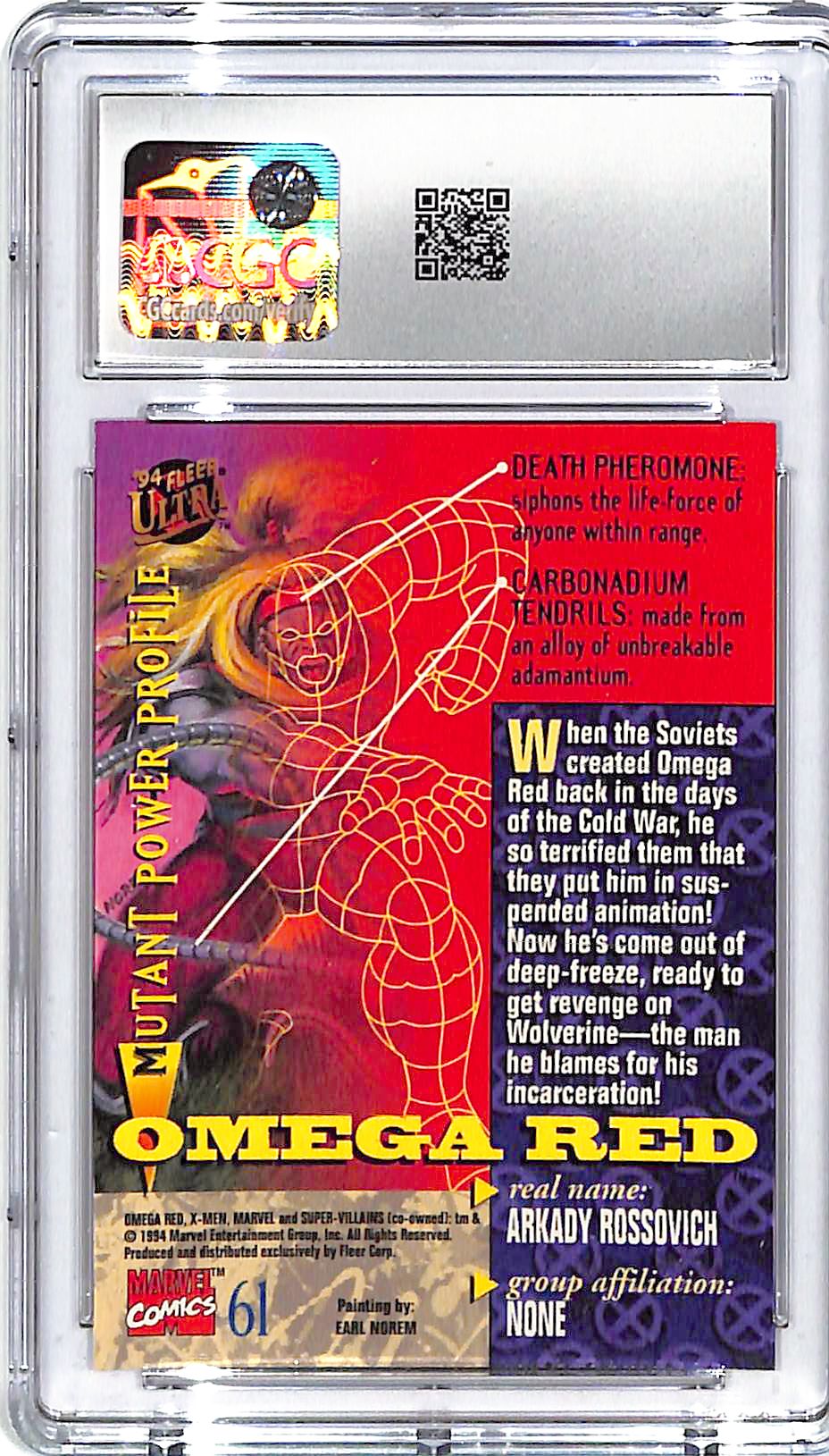 1994 Fleer Ultra X-Men Omega Red #61 CGC 10