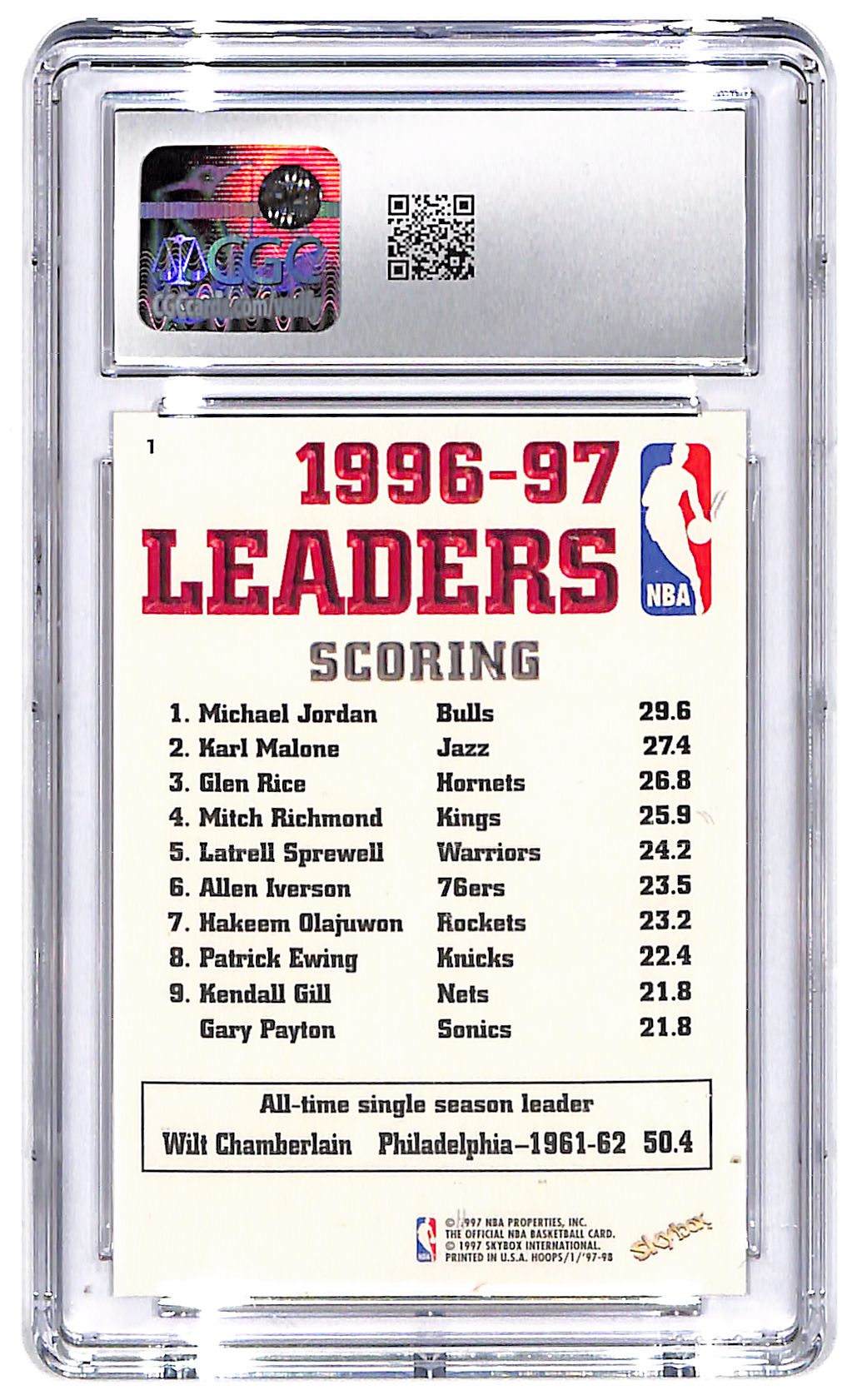 1997-99 Michael Jordan Hoops #1 CGC Mint 9