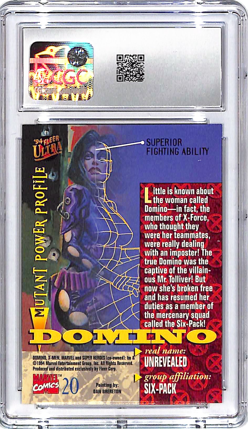 1994 Fleer Ultra X-Men Domino #20 CGC 10