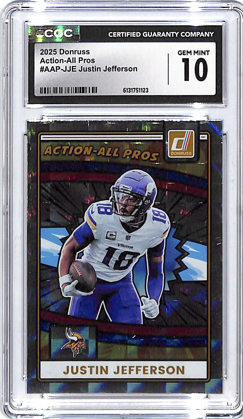 2025 Donruss Justin Jefferson Action All Pros CGC 10 Vikings