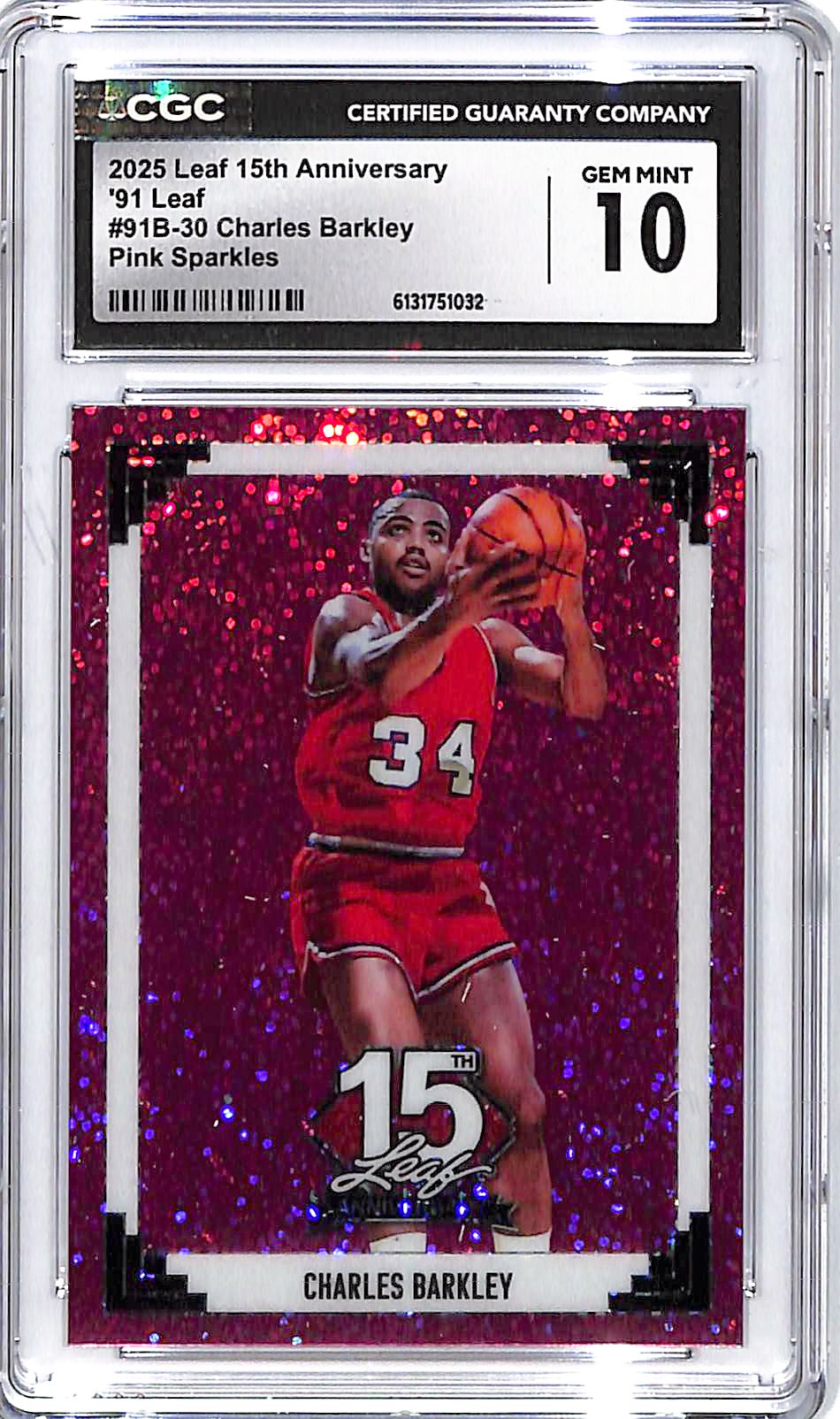 2025 Leaf 15th Anniversary Charles Barkley Pink Sparkle /8 CGC 10