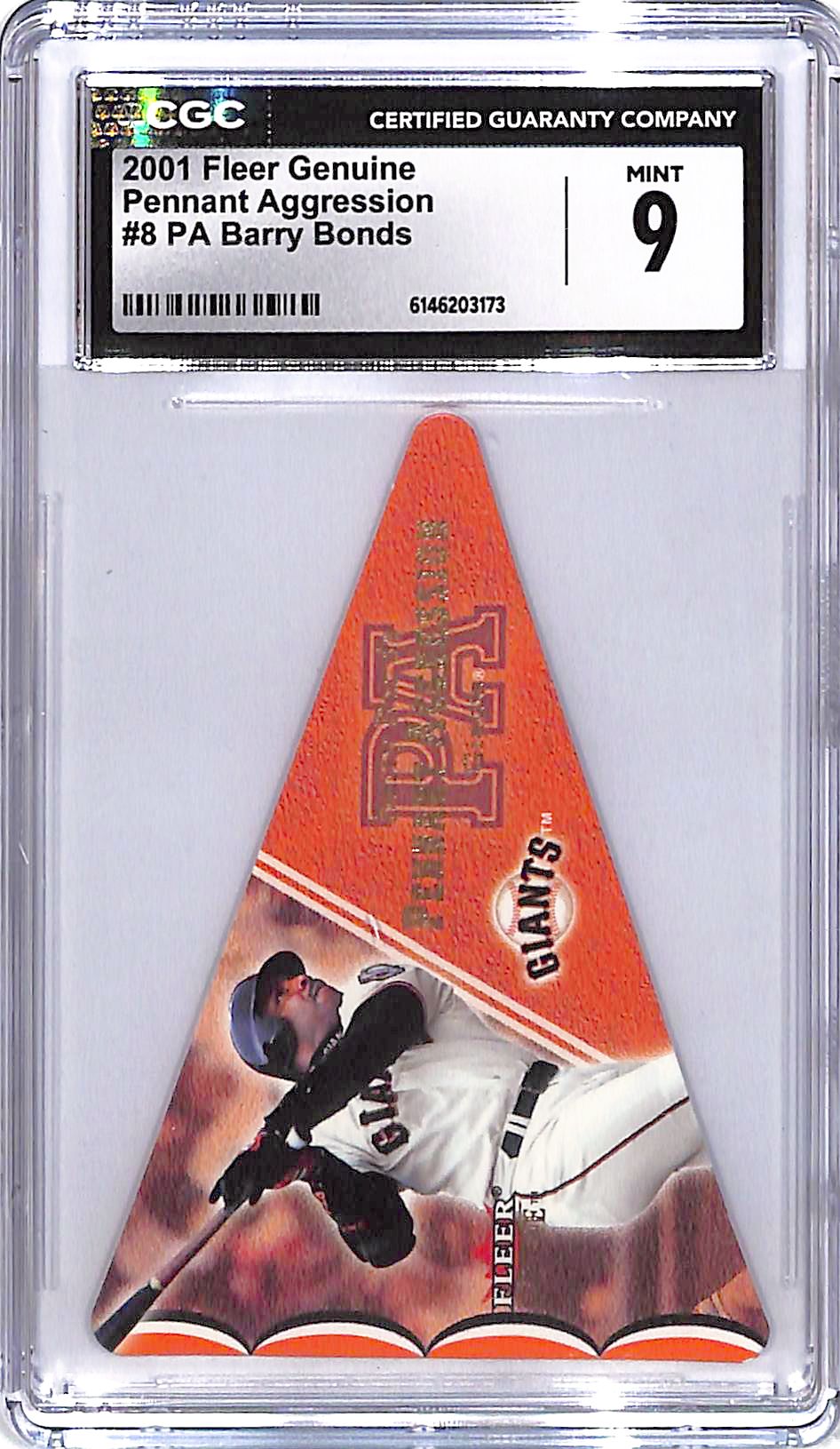2001 Fleer Genuine Barry Bonds Pennant Aggression CGC 9 Giants