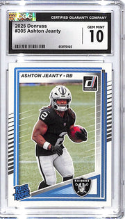 2025 Donruss Ashton Jeanty Rated Rookie RC #305 CGC 10 Raiders
