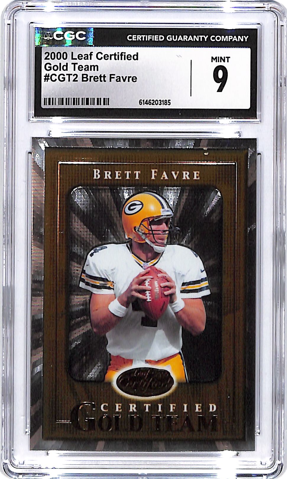 2000 Leaf Certified Brett Favre Gold Team CGC 9 Packers