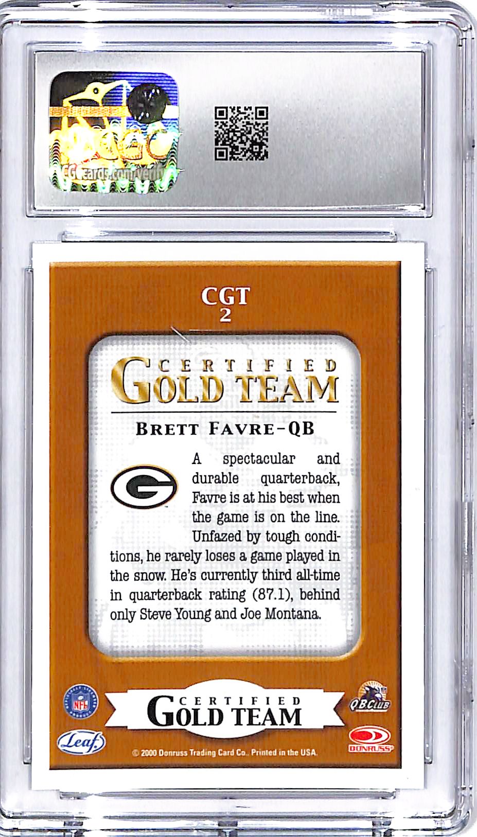 2000 Leaf Certified Brett Favre Gold Team CGC 9 Packers