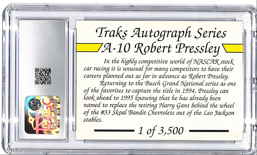 1994 Traks Premium Robert Pressley Auto Autograph CGC 10