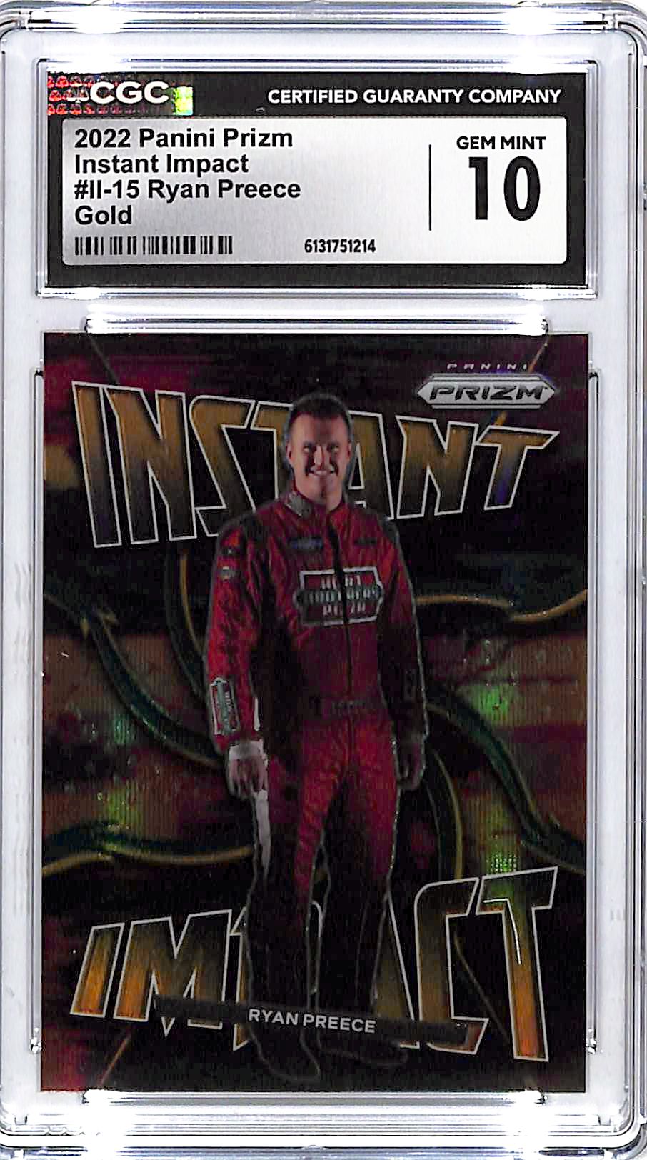 2022 Prizm Nascar Ryan Preece Instant Impact Gold /10 CGC 10