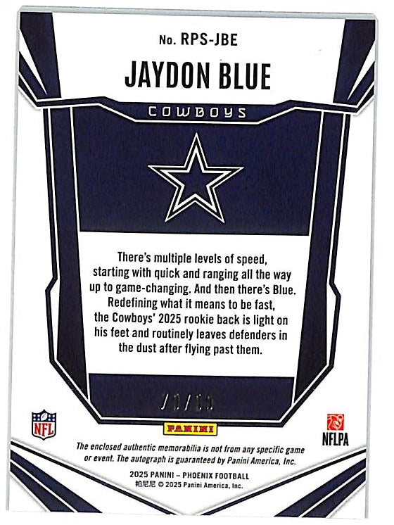 2025 Phoenix Jaydon Blue Auto Autograph Rookie RC Patch Jersey Maroon /99 Cowboys