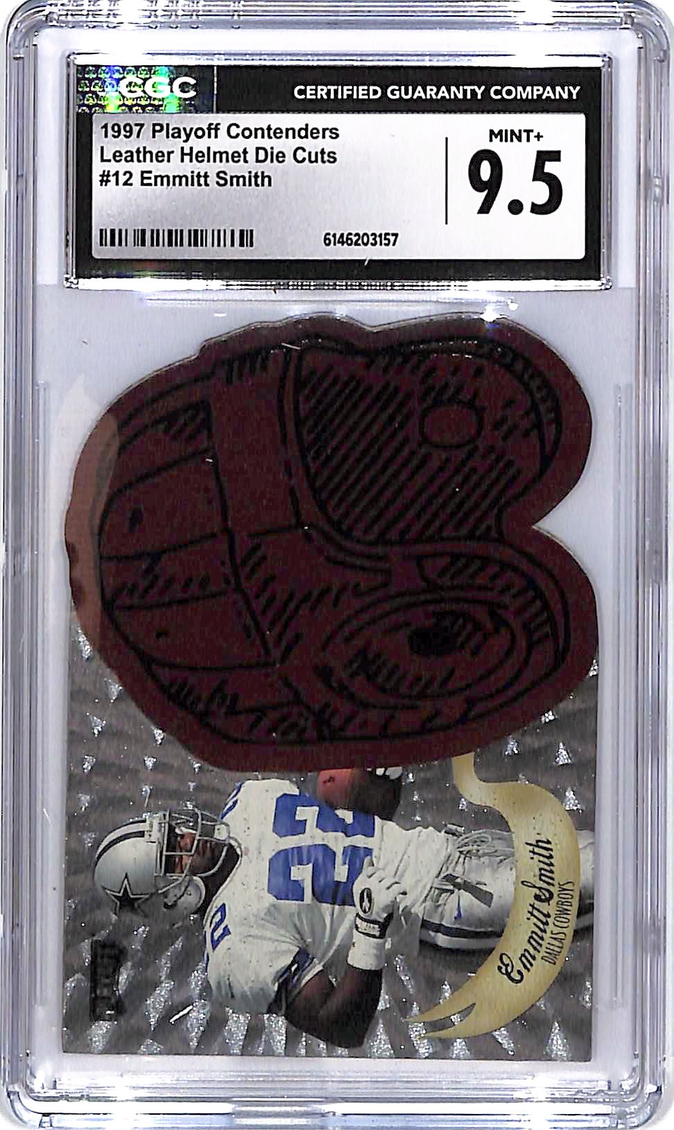 1997 Playoff Contenders Emmitt Smith Leather Helmet Die Cuts #12 CGC 9.5 Cowboys