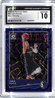 2020-21 Donruss Optic Luka Doncic Blue Velocity #86 CGC 10 Mavericks