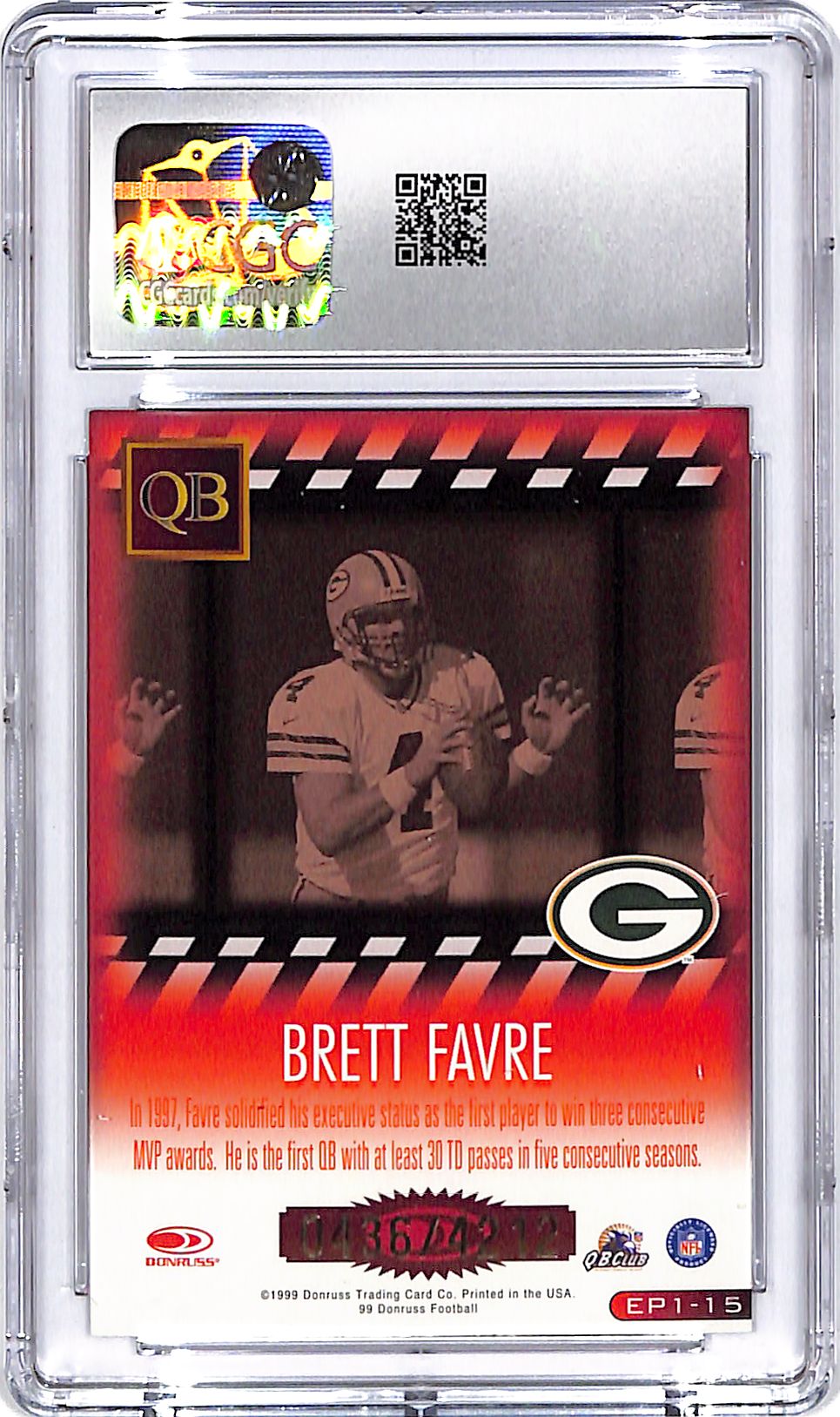 1999 Donruss Brett Favre Executive Producers /4212 CGC 9 Packers