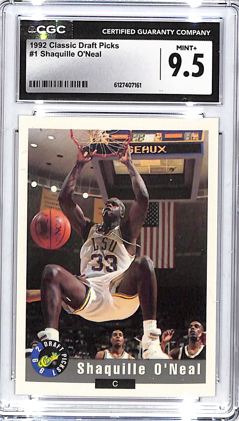 1992 Classic Draft Picks Shaquille O'Neal Rookie RC #1 CGC 9.5 Magic