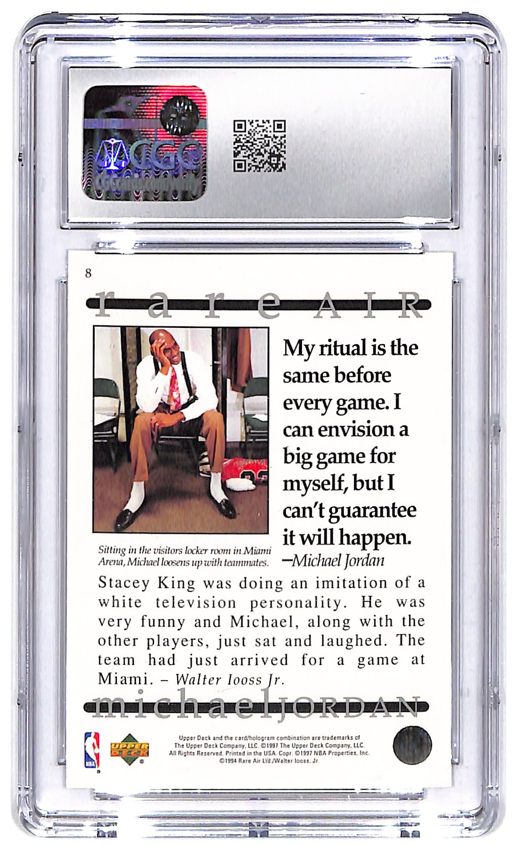 1997 Michael Jordan Upper Deck Rare Air #8 CGC Mint Plus 9.5