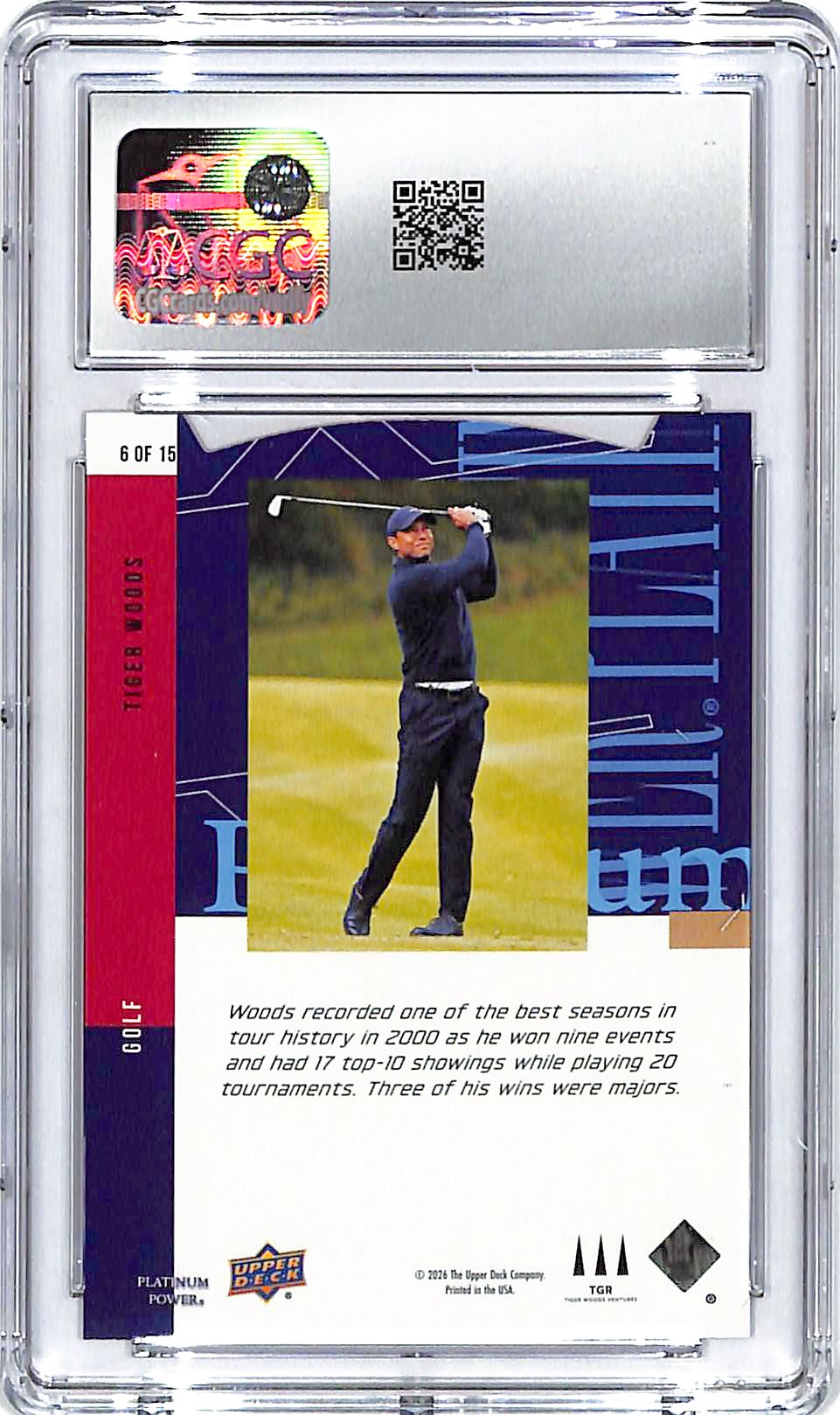 2026 Upper Deck CDD Conference Tiger Woods Platinum Power CGC 10
