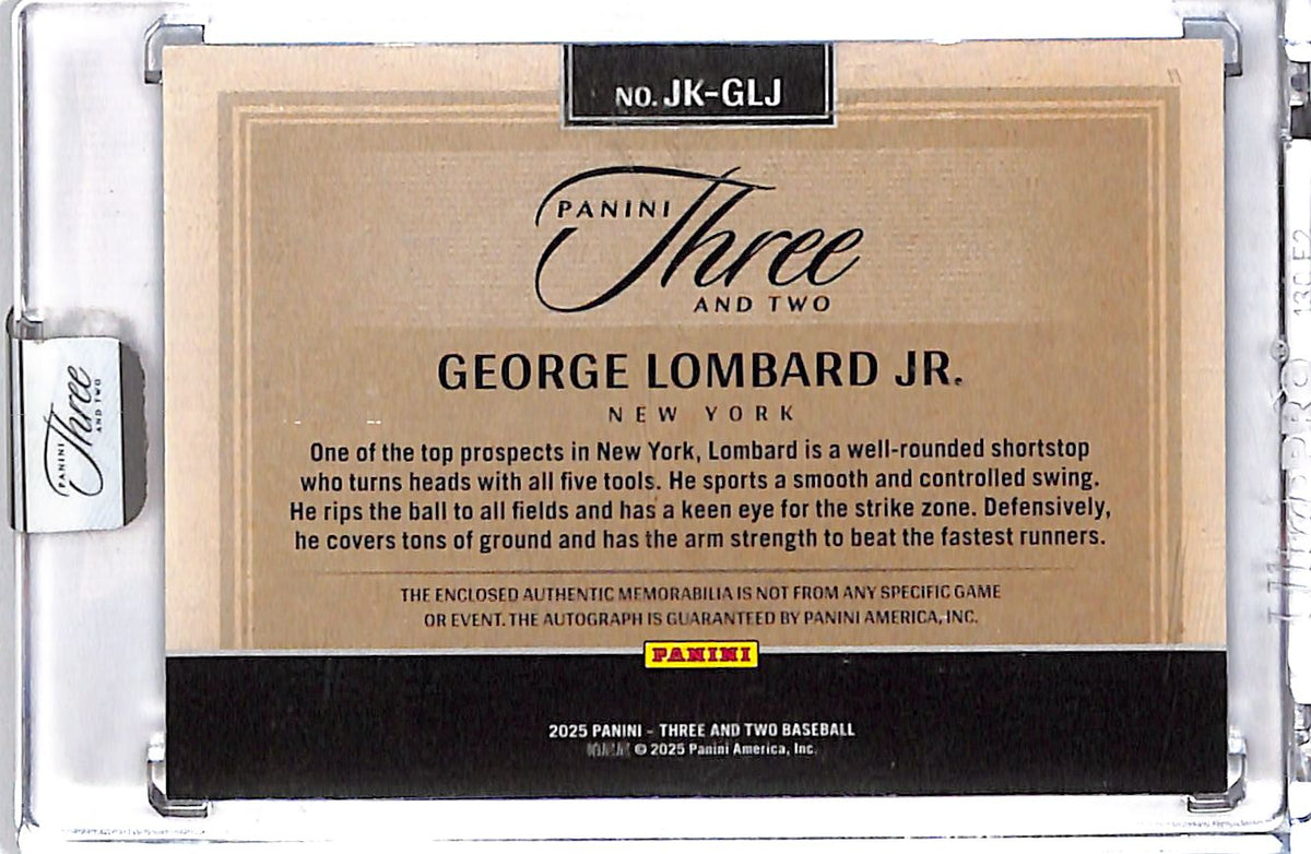 2025 Panini Three and Two George Lombard Jr Auto Autograph Rookie RC Patch Jersey /99 Yankees