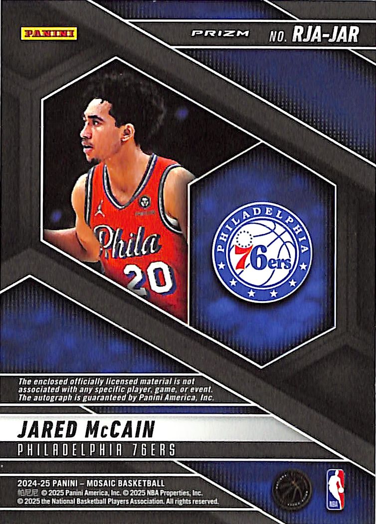 2024-25 Mosaic Jared McCain Auto Autograph Rookie RC Patch RPA Red Yellow Fusion