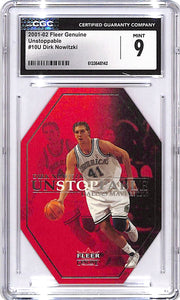 2001-02 Fleer Genuine Dirk Nowitzki Unstoppable CGC 9 Mavericks