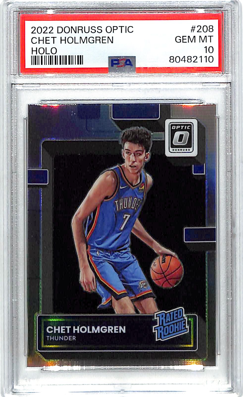 2022-23 Donruss Optic Chet Holmgren Rated Rookie RC Holo PSA 10 Thunder