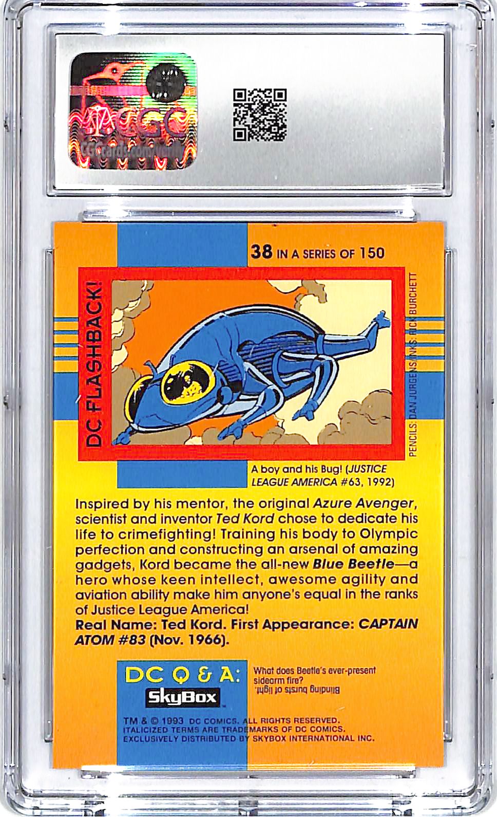 1993 Skybox DC Cosmic Teams Blue Beetle #38 CGC 9.5