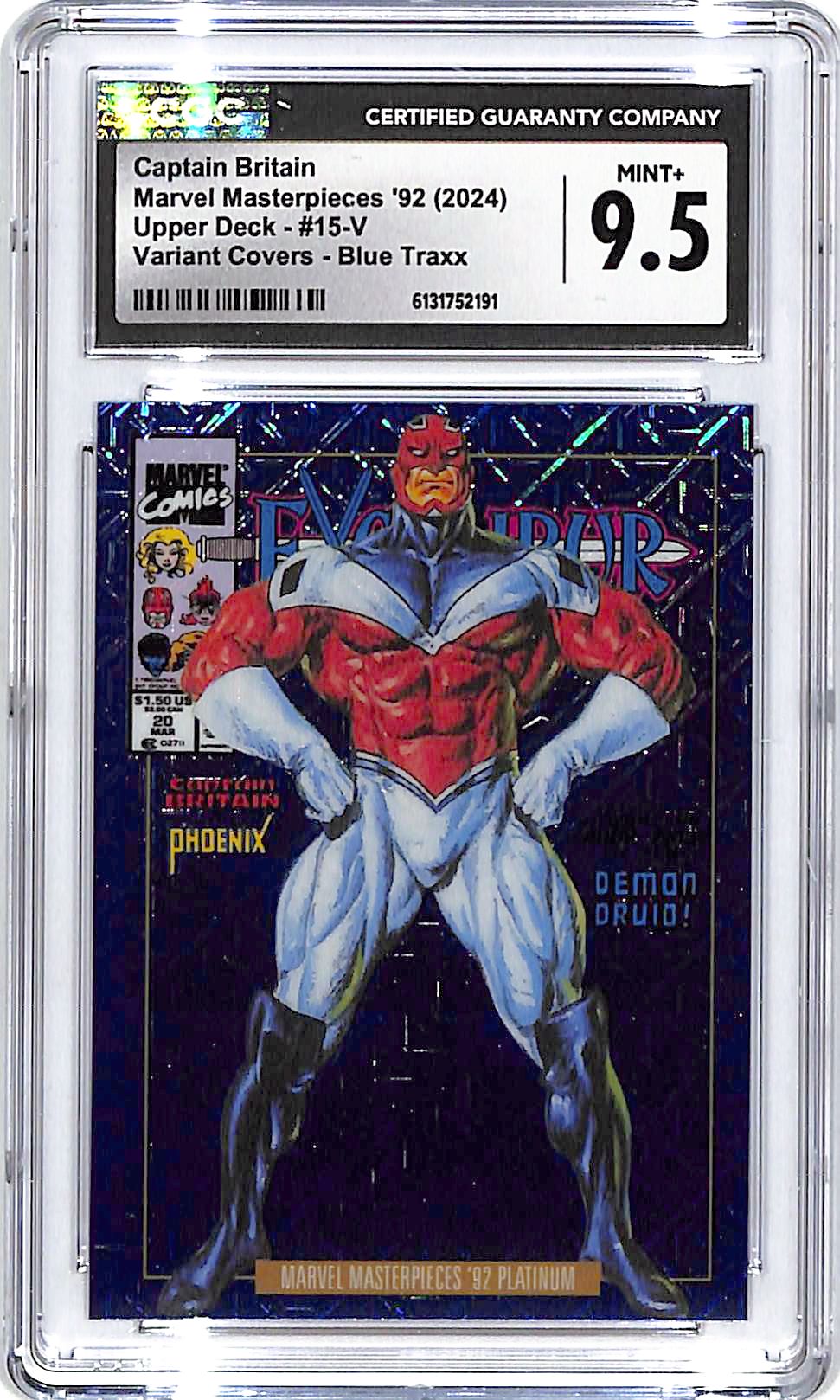 2024 Upper Deck Marvel Masterpieces 92 Captain Britain Variant Covers Blue Tract CGC 9.5