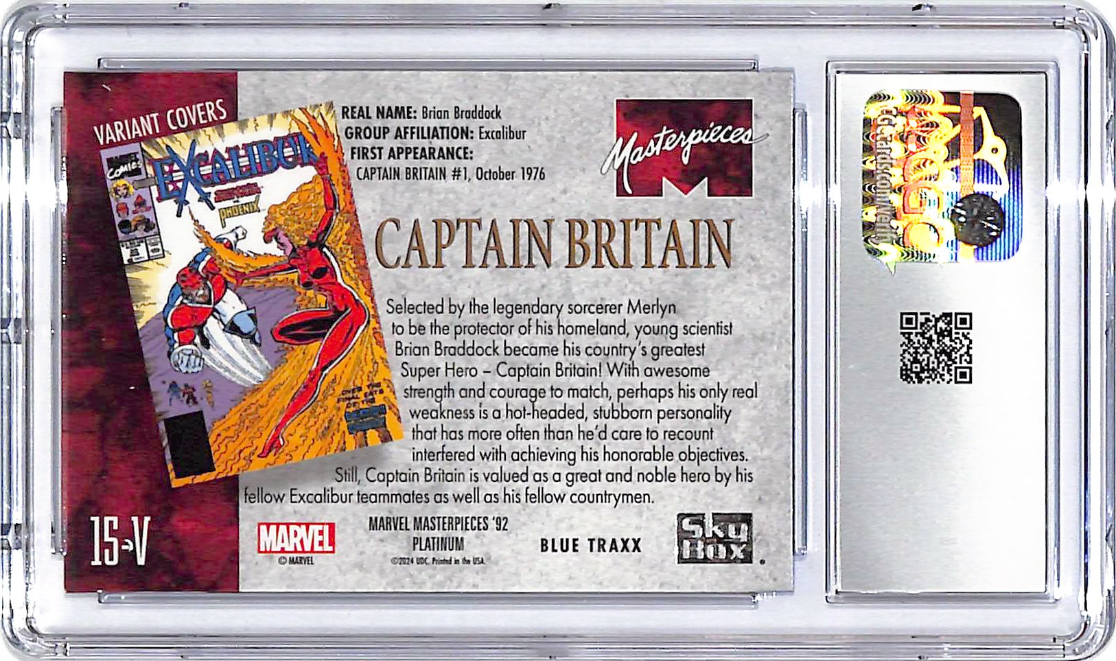 2024 Upper Deck Marvel Masterpieces 92 Captain Britain Variant Covers Blue Tract CGC 9.5