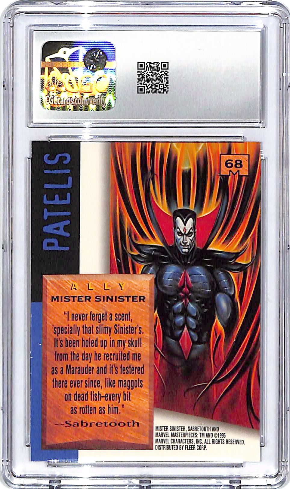 1995 Fleer Marvel Masterpieces Mr Sinister #68 CGC 9.5