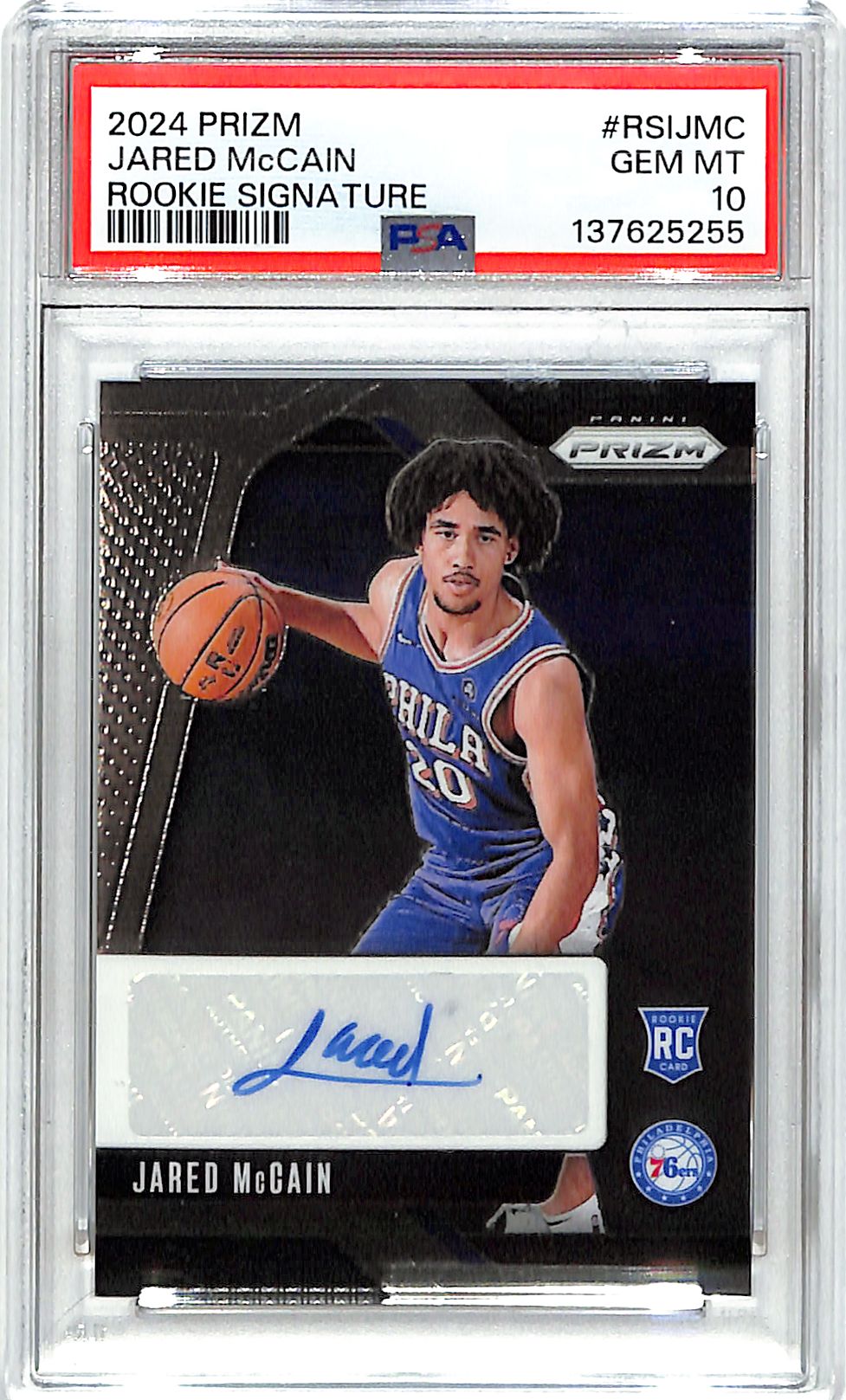 2024-25 Prizm Jared McCain Auto Autograph Rookie RC PSA 10 76ers