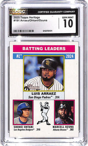 2025 Topps Heritage Shohei Ohtani Luis Arraez Marcell Ozuna #191 CGC 10