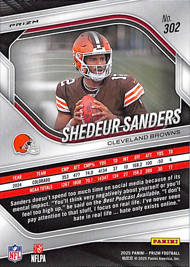 2025 Prizm Shedeur Sanders Rookie RC Lazer #302 Browns