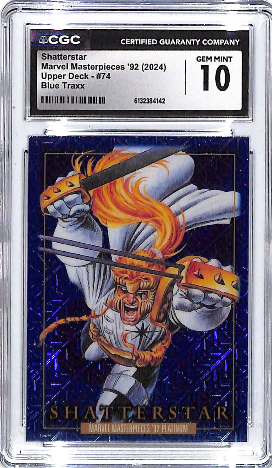 2024 Shatterstar UD Marvel Masterpieces '92 Blue Traxx #75 CGC Gem Mint 10