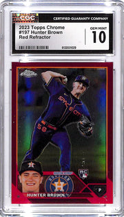 2023 Topps Chrome Hunter Brown Rookie RC Red Refractor #3/5 CGC 10