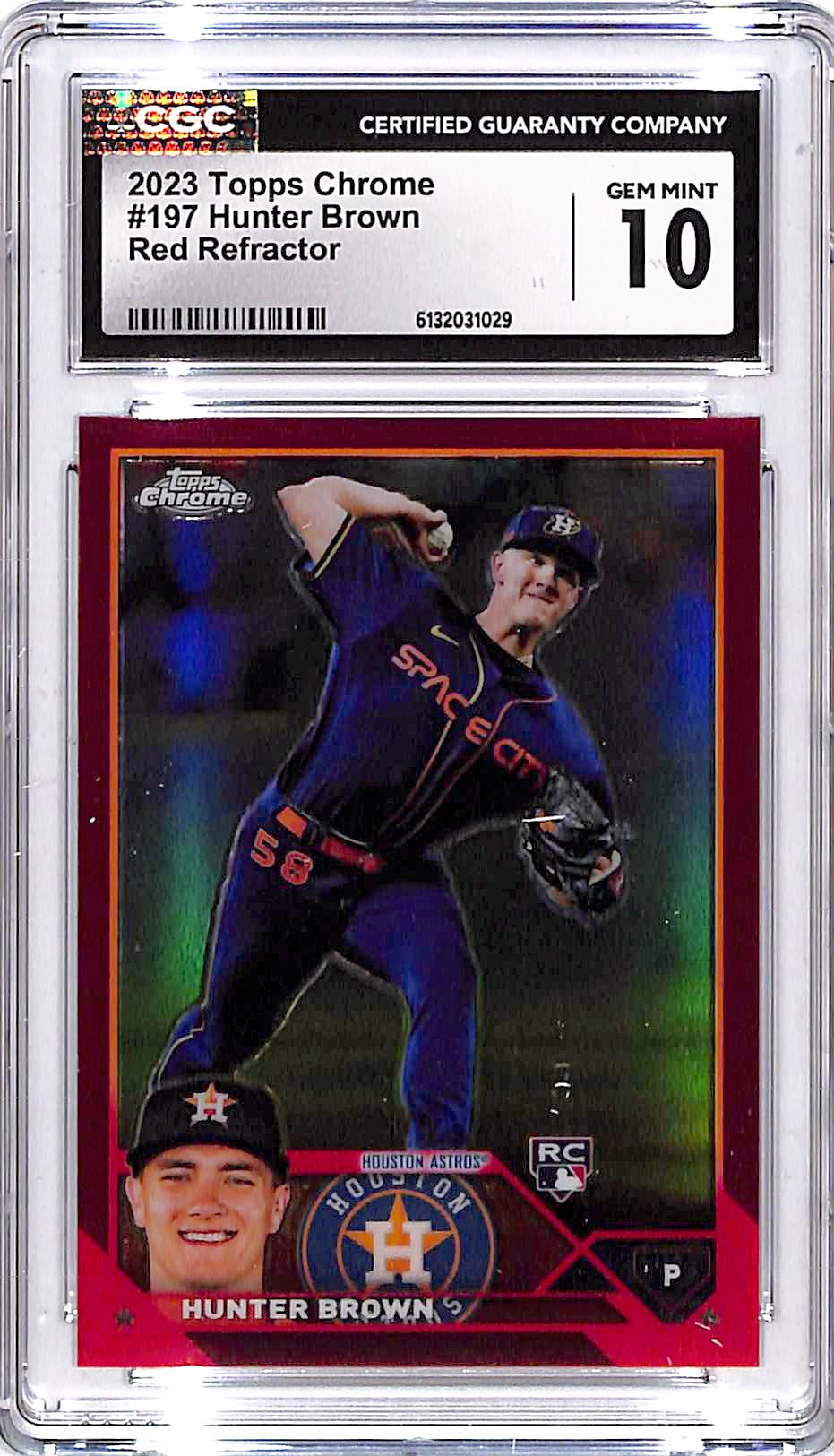 2023 Topps Chrome Hunter Brown Rookie RC Red Refractor #3/5 CGC 10