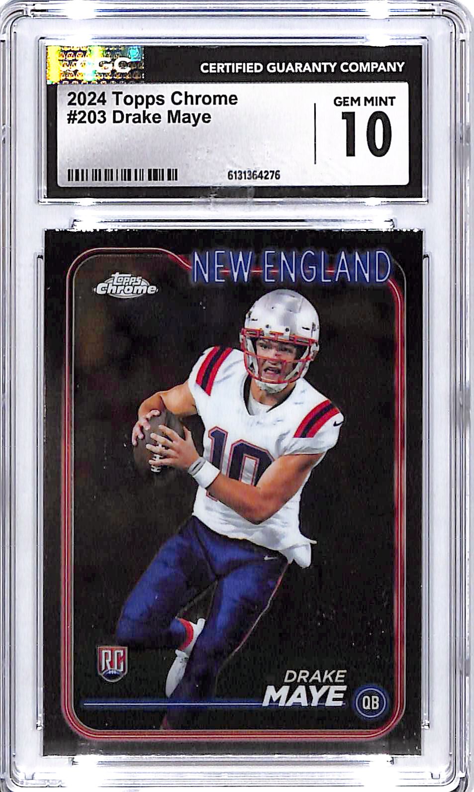 2024 Topps Chrome Drake Maye Rookie RC #203 CGC 10 Patriots