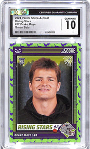 2024 Score-A-Treat Drake Maye Rising Stars Green Bats Rookie RC CGC 10 Patriots