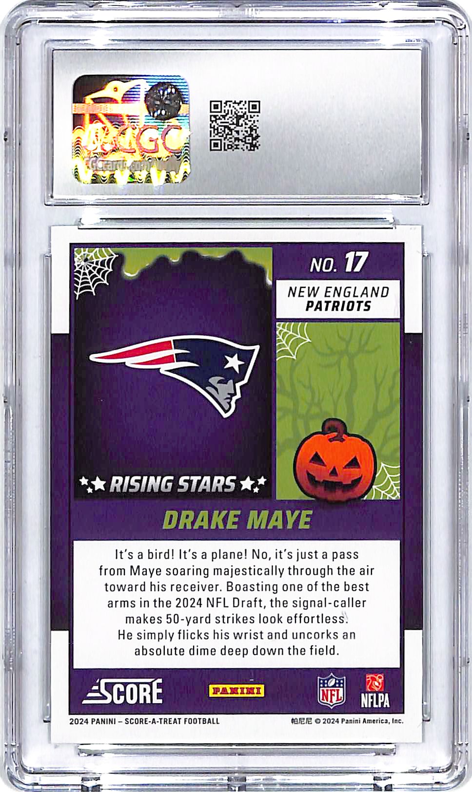 2024 Score-A-Treat Drake Maye Rising Stars Green Bats Rookie RC CGC 10 Patriots