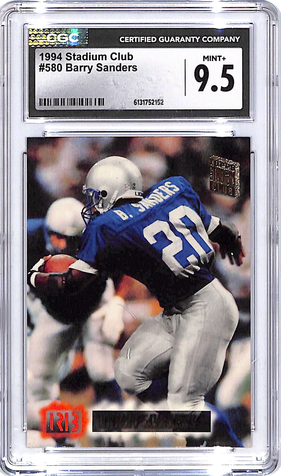 1994 Stadium Club Barry Sanders #580 CGC 9.5 Lions