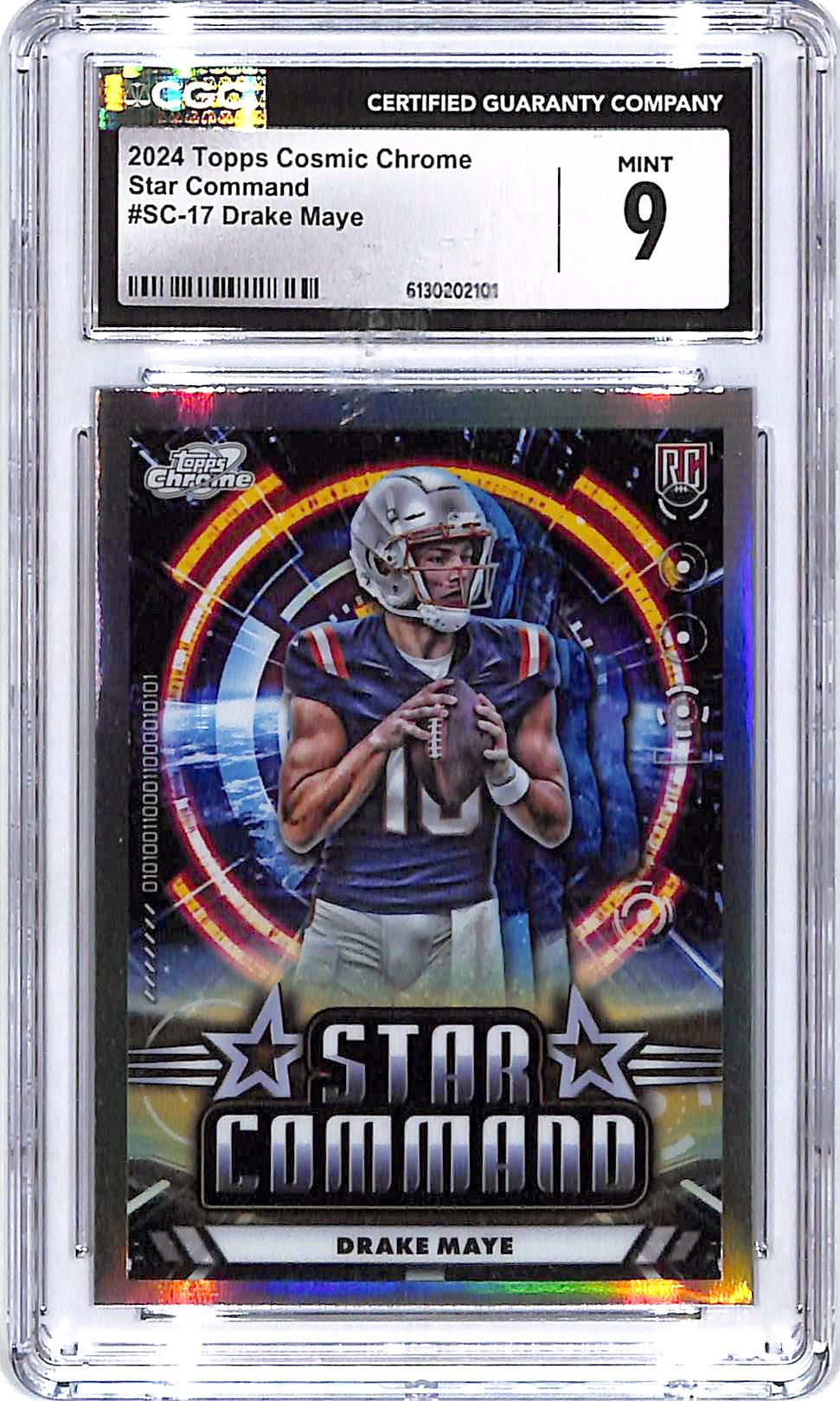 2024 Topps Chrome Cosmic Drake Maye Star Command Rookie RC CGC 9 Patriots