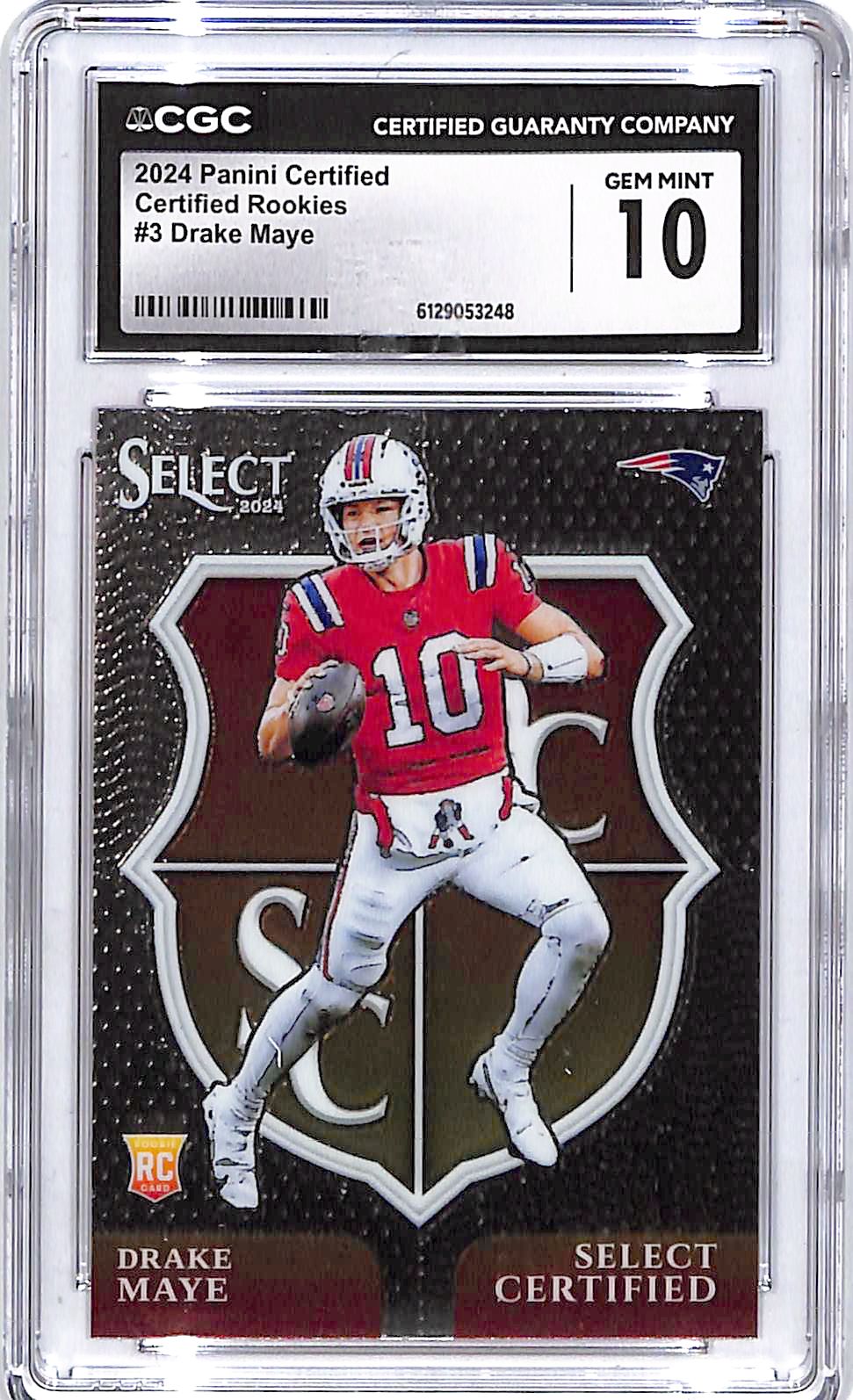 2024 Select Drake Maye Certified Rookies RC #3 CGC 10 Patriots