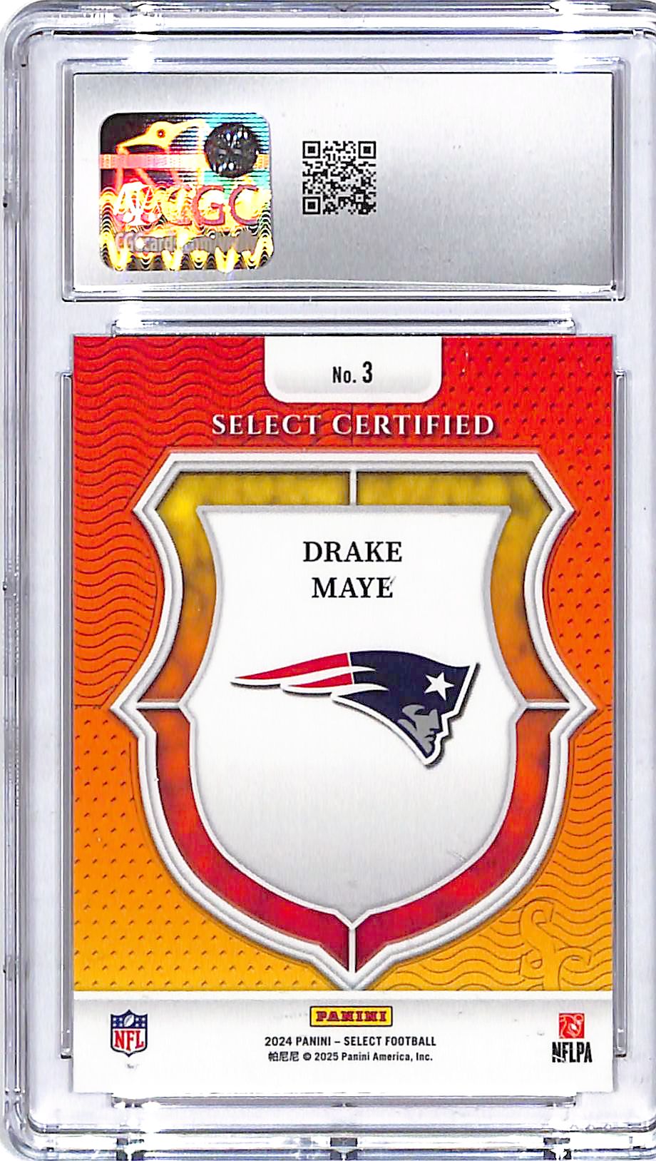 2024 Select Drake Maye Certified Rookies RC #3 CGC 10 Patriots