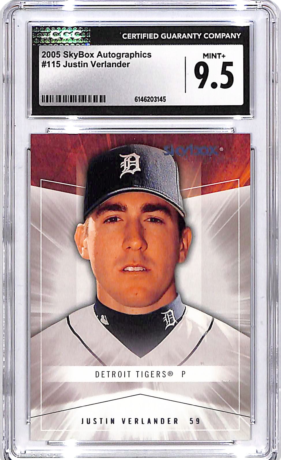 2005 Skybox Autographics Justin Verlander Rookie RC /750 CGC 9.5 Tigers